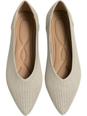 Women's Navy Pointed Toe Knit Ballet Comfortable Dressy Slip On Flats Shoes